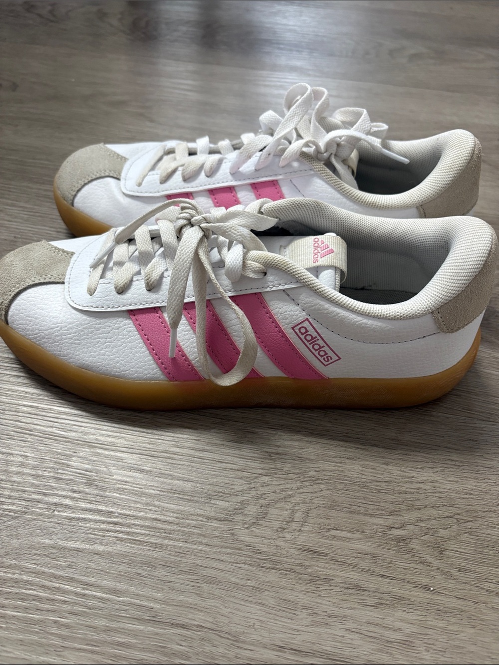 adidas Women's White, Pink & Gum Classic Sneakers - Picture 4 of 6